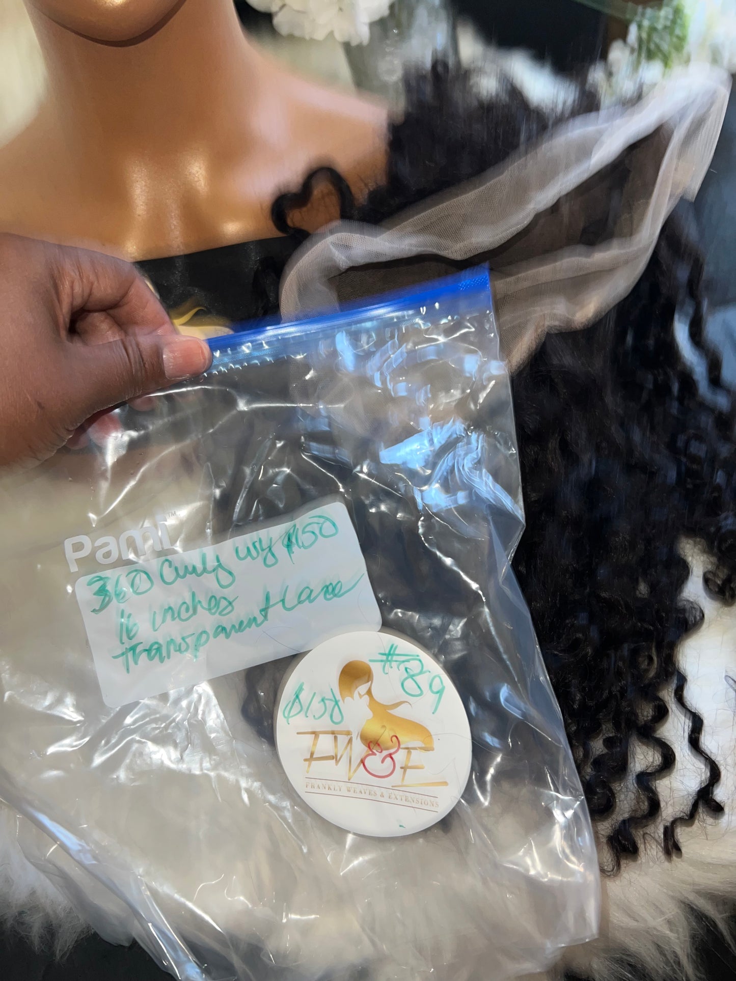 #89 360 Curly Wig 16inches