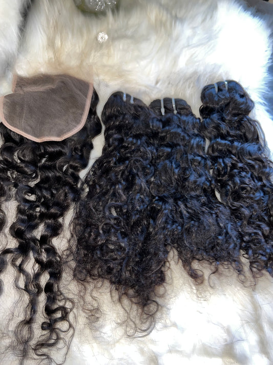 #700 Spanish Wavy Bundles 16.18.20 with 18 inch HD Closure