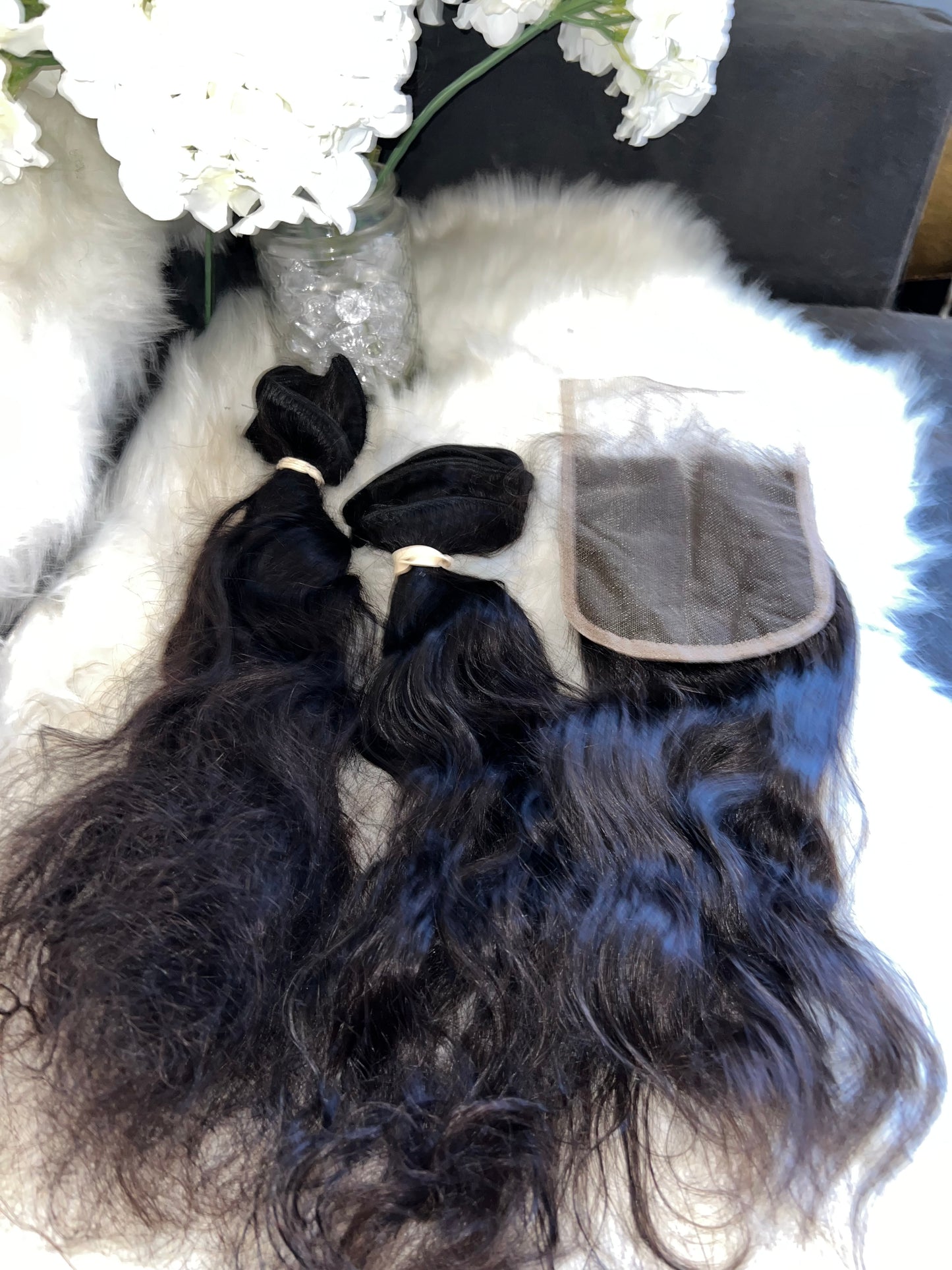 #74 Indian hair Bundles 18.20 and 7X7 closure