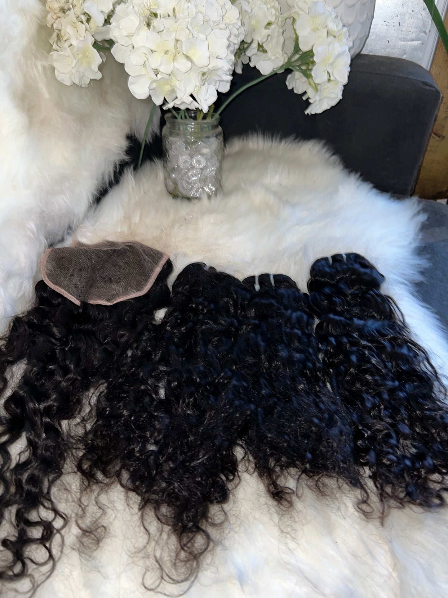 #700 Spanish Wavy Bundles 16.18.20 with 18 inch HD Closure
