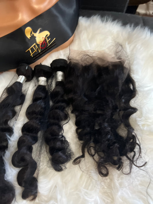 #62 Indian hair bundle deal with frontal 18.20.20