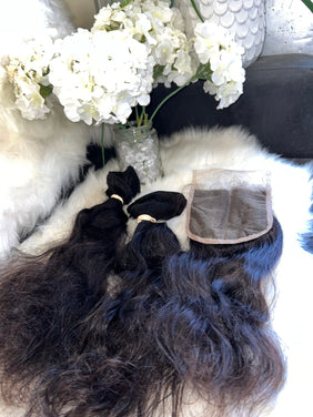 #74 Indian hair Bundles 18.20 and 7X7 closure
