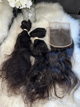 #74 Indian hair Bundles 18.20 and 7X7 closure