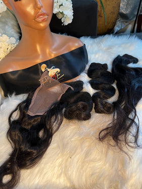 #83 Indonesian Bodywave bundle deal 18.20.22 w/5X5 Closure 20 inches