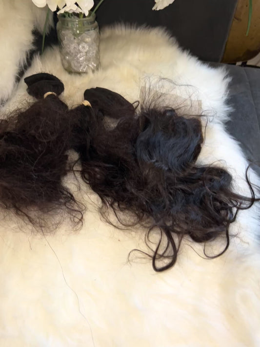 #74 Indian hair Bundles 18.20 and 7X7 closure